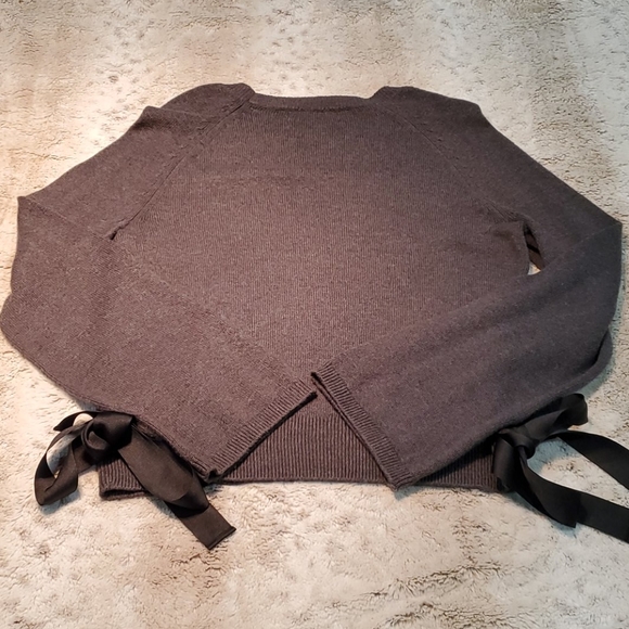 J.Crew Mercantile Grey Crew Neck Sweater Long Sleeve With Bow Detailing Size S - Picture 7 of 7
